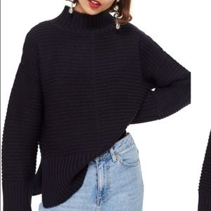 Navy Topshop mock neck sweater